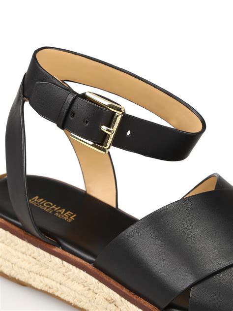 michael kors sandals leather black crossover|Michael Kors black sandals sale.